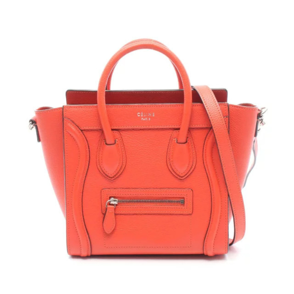 Celine Luggage Tote Shopper Handbag Leather Red